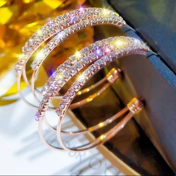 18K yellow gold plated hoop earrings - Picture 3 of 7